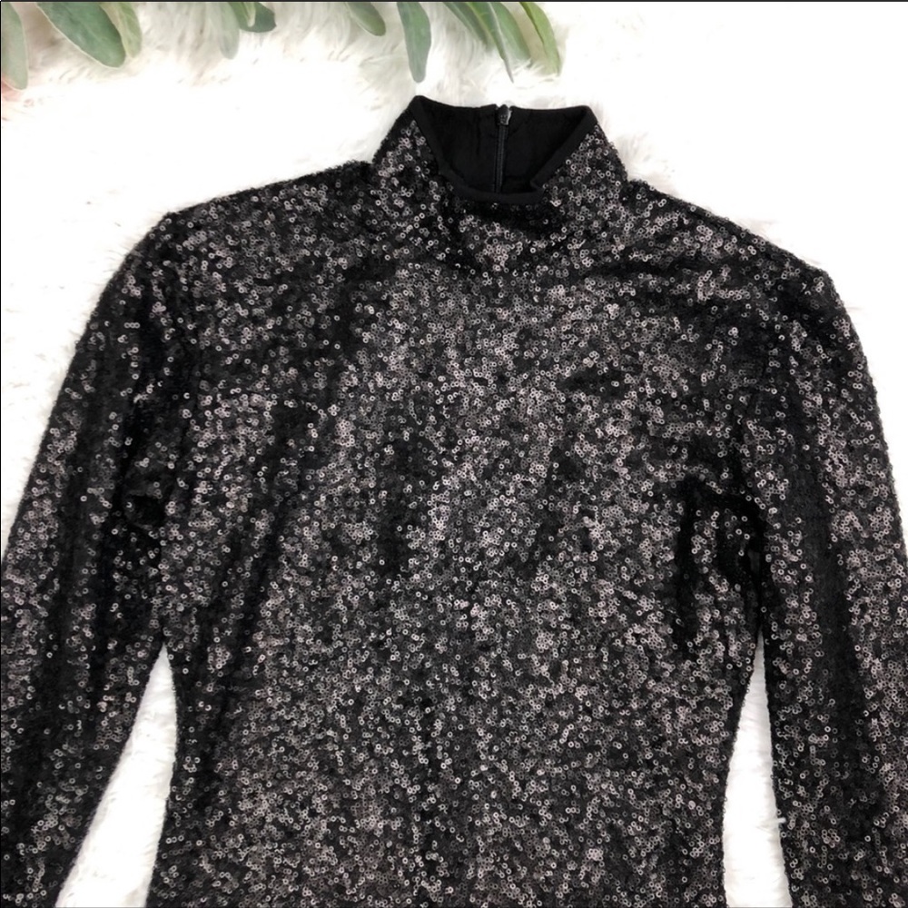 Dress the Population Black Sequin Mock Neck Dress - Picture 5 of 7